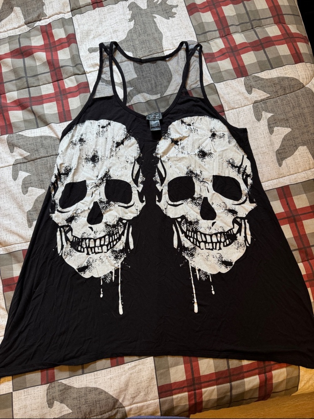 Black Skull Graphic Racerback Tank Top